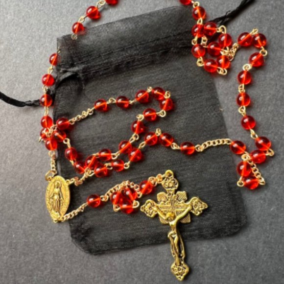 Handmade Transparent Red Circle Bead - Picture 1 of 4